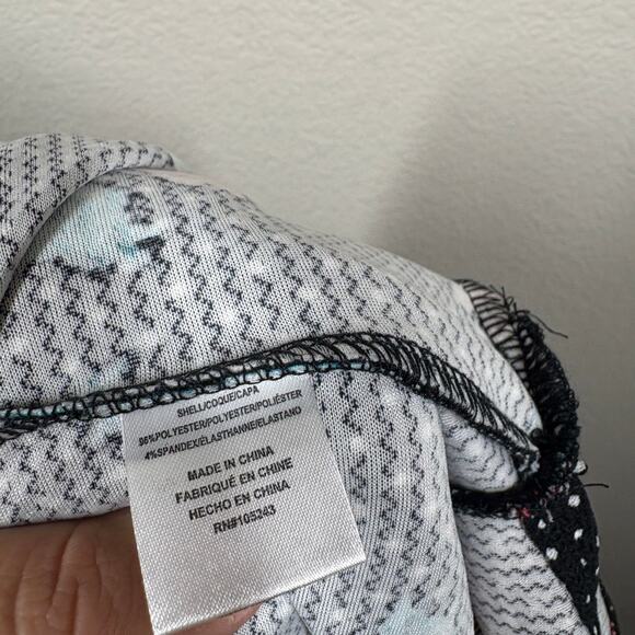 Bobeau Large Asymmetric Ruffled Midi A Line Skirt Black Dot Floral High Waisted - Picture 8 of 9